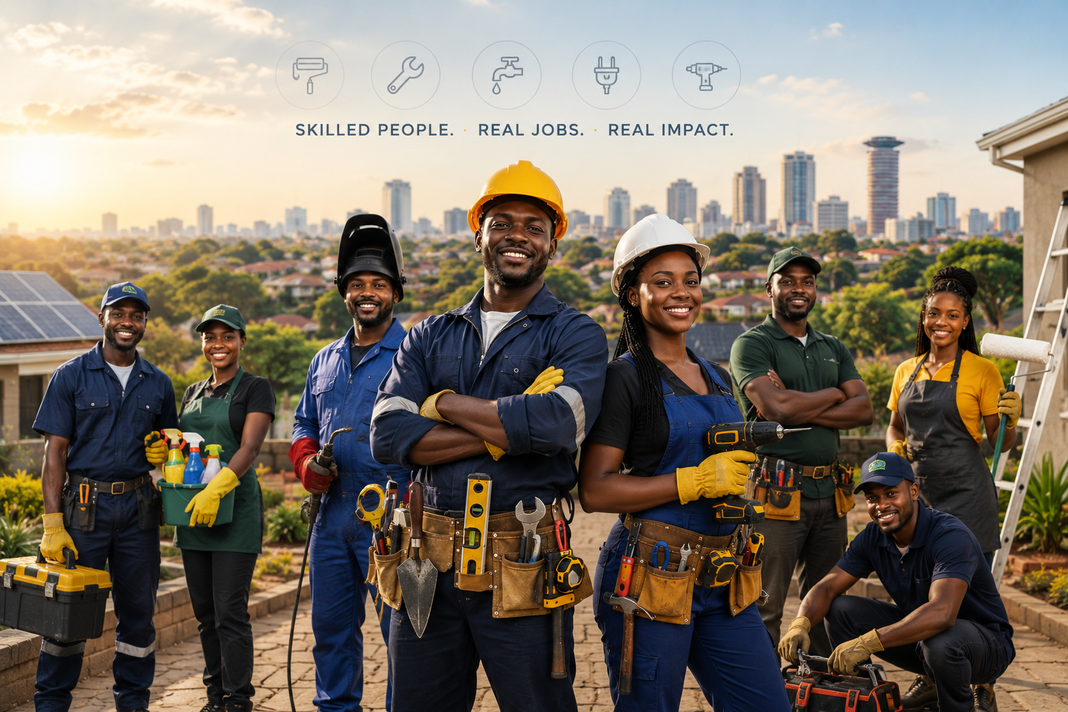 A team of skilled Kubasa Africa workers standing together
