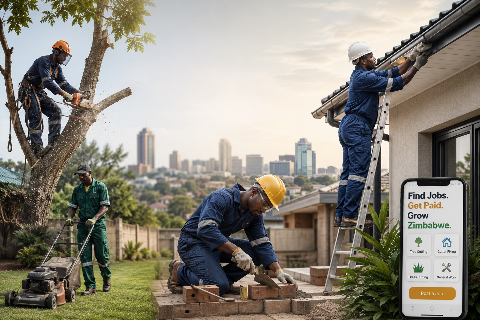 Skilled workers on the job across Zimbabwe